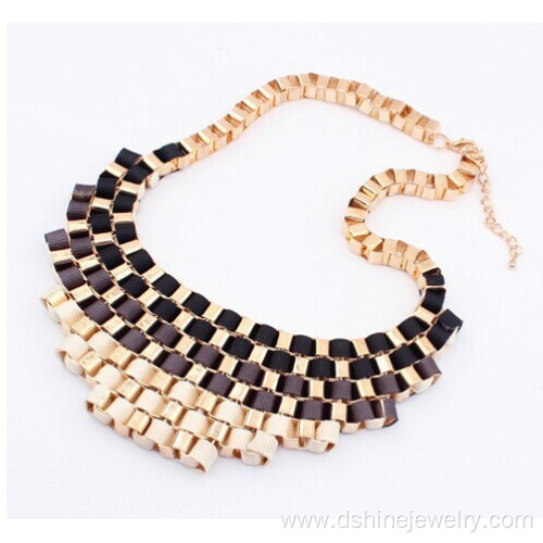 Gold Plated Retro Necklace Chain Twist Weave Collar Necklace